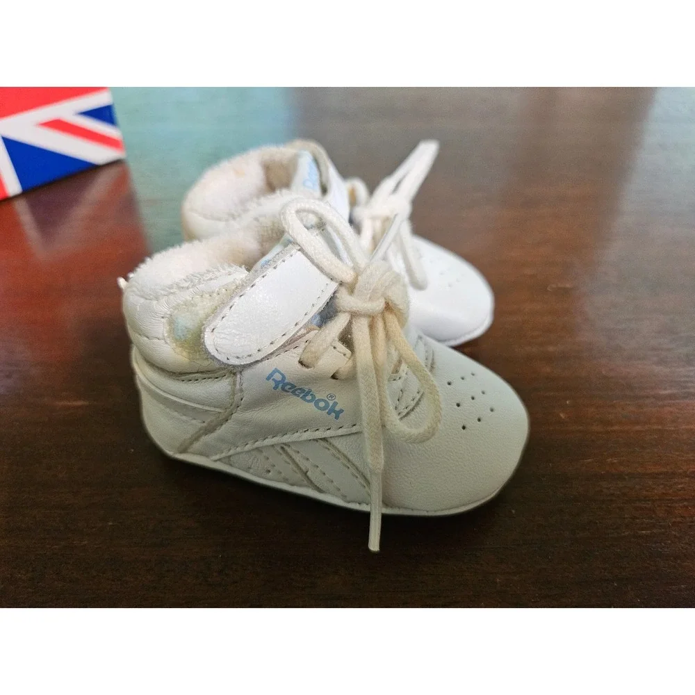 Reebok Classic Crib Shoes Kids 1 White Vintage High Top Sneakers